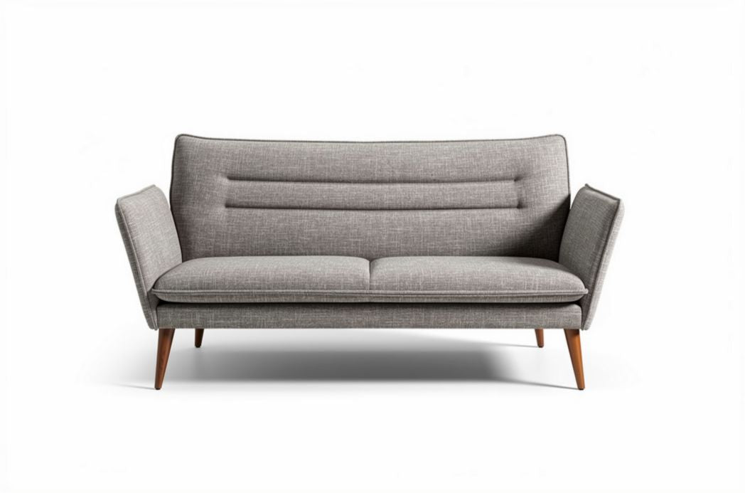 Lichtgrijs stoffen bankstel met houten poten 180 x 80 x 85cm