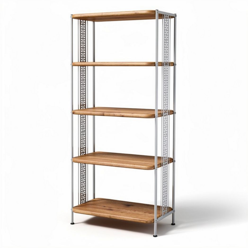 Houten staanderkast met vijf planken voor opslag 150 x 60 x 30cm