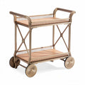 Houten serveertrolley met metalen frame en wielen 80 x 40 x 85cm
