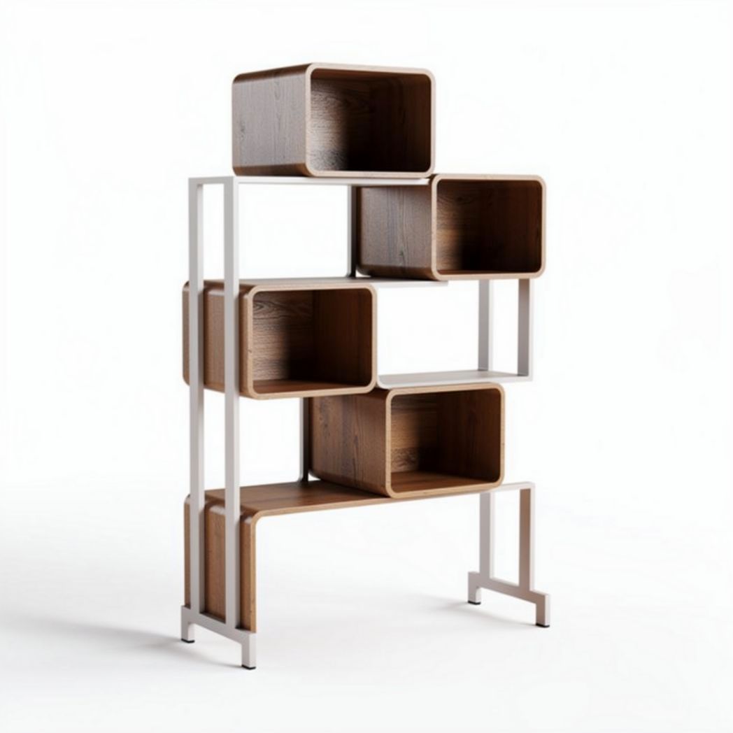 Houten boekenrek met metalen frame 80 x 40 x 150cm voor moderne interieurs